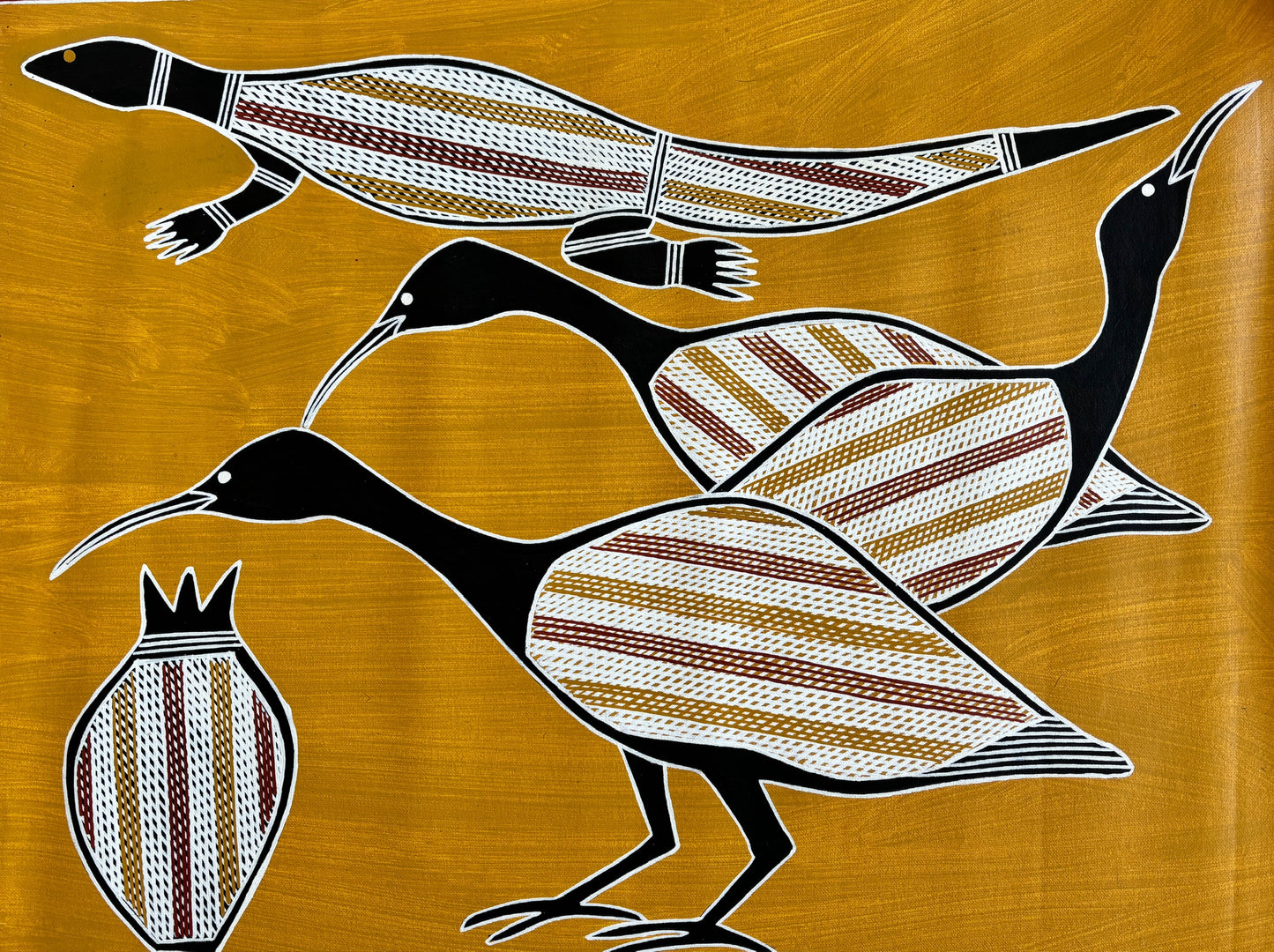 Three Ibis, Goanna & Yam | GA-3410