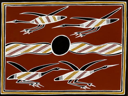 White Ibis Flying in Billabong | KW-282