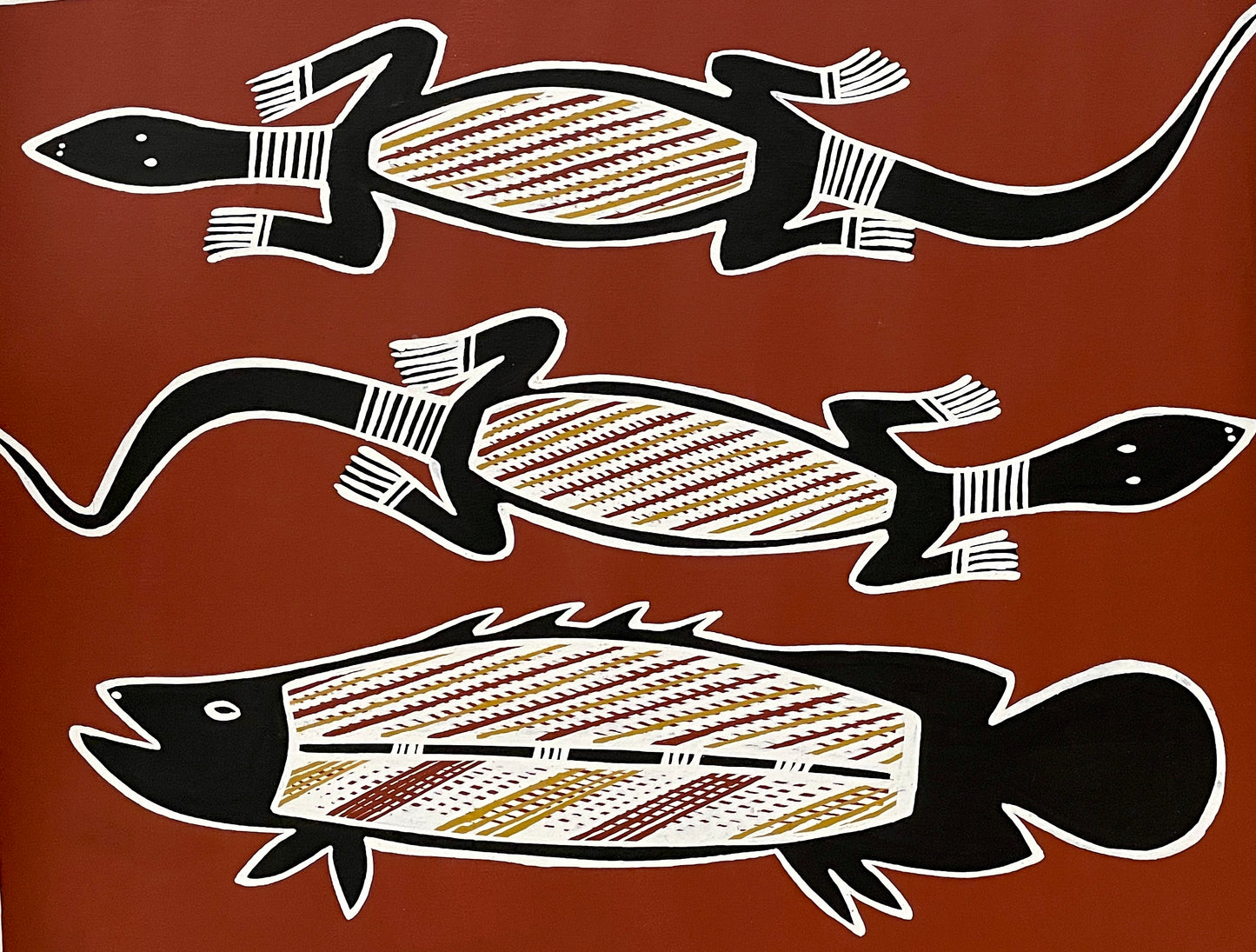 Two Goanna with Barramundi | KW-757